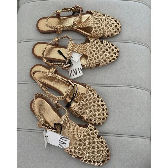 RARE!!! ZARA Metallic Flats NWT - Picture 7 of 16